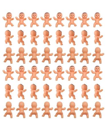 60 Pcs 1' Mini Plastic Babies Crafting Baby Dolls for Baby Shower Shower ice Cube Game Party Decorations Baby Birthday Party Favors Baby Bathing Brown