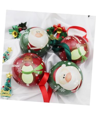 Parliky 4 Pcs Christmas Candy Christmas Trees Decor Christmas Tin Hanging Candy Ball Tin Can Box - Buy Online on GoSupps.com