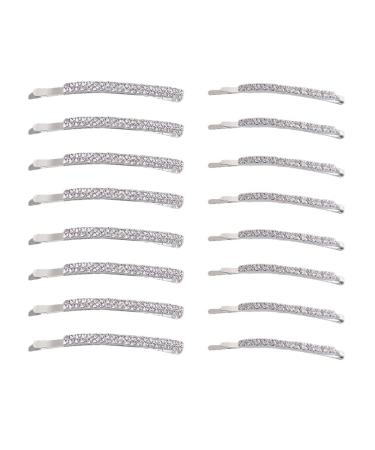 16 pieces Clear Rhinestone Bobby Pin  Single and Double Row Crystal Hair Pin  Shiny Hairpin  Metal Hair Clip Sparkly Hair Decoration for Women Ladies 16 pieces basic rhinestone hair pins
