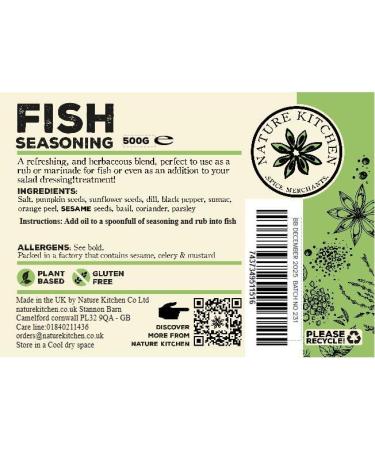 Nature Kitchen Fish Seasoning (Mild) 500G - Gluten-Free Vegan Blend for Everyday Cooking - Spices, Herbs for Marinades, Sauces, Frying, Baking, Grilling - Buy Online on GoSupps.com
