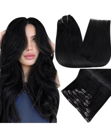 Black real hair clip in extensions hair extension real hair clip 16 inch 120g real hair clip in extensions remy hair extreme real hair clip #1