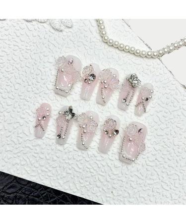 Handmade nail wearing pink powder blusher nail patch Removable and reusable nail patch (Size : XS) - Buy Online on GoSupps.com