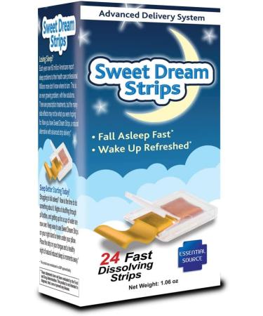 Essential Source Sweet Dream Strips Fast Dissolve Sleep Aid for Relaxation & Restful Nights, Melatonin Sleep Support, Rapid Absorption, Convenient Water-Free Strips, 24 Count - Buy Online on GoSupps.com