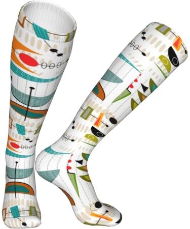 Shop Mid-Century Modern Santa Snowman Compression Socks | 15-20 mmHg Support for Running & Cycling - Unisex Design - Buy Online on GoSupps.com