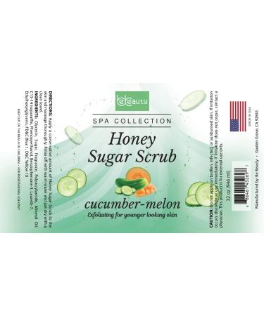 Cucumber Melon Honey Sugar Scrub Hydrating Exfoliating Body Scrub with Fresh Cucumber & Melon Scent by BeBeauty - Buy Online on GoSupps.com