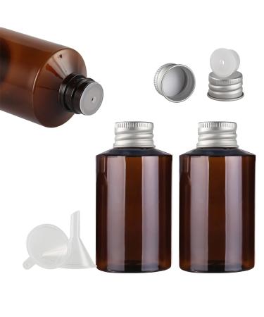 Tianzd 3 pieces empty 100ml brown arts bottles with silver aluminum screw cap with orifice reducer essential oil bottles make -up remote cosmetics container with funnel