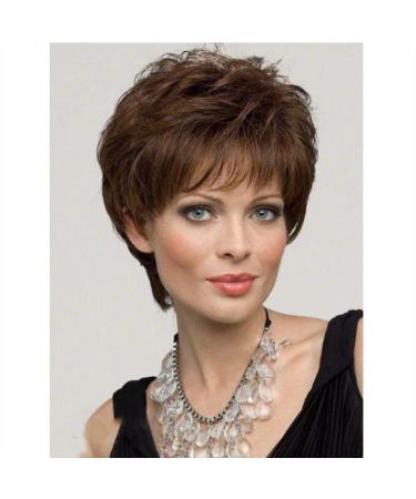 European & American Fashion Ladies Short Curly Hair Brown Micro Roll Full Wig | Natural Light Brown Color - Buy Online on GoSupps.com