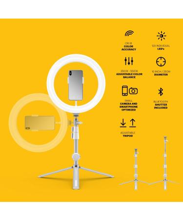Kodak 10 LED Ring Light with Tripod for Smartphones & DSLR - Adjustable Brightness, Color Balance, 1800 Lumens - Remote Shutter, Carrying Case Included - Buy Online on GoSupps.com