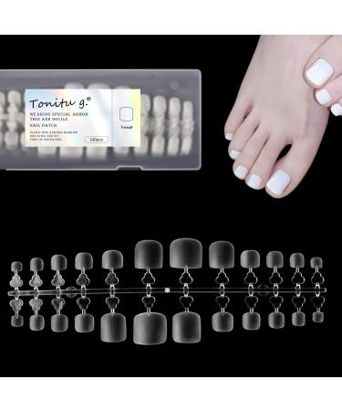 Tonitu G Gel Soft Nail Tips Kit 240 Count 15 Sizes Pre-Polished Ultra Fit and Natural Full Coverage Acrylic False Nails with Box For Home DIY Nail Salons Easy Nail Extensions Nail Extensions Gel Nail Art Gifts (Toe nail)