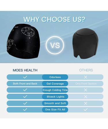 MOES HEALTH Migraine Headache Relief Cap - Cute Ice Head Wrap for Sinus & Stress Relief - Odorless Gel, One Size Fits All (Black Space) - Buy Online on GoSupps.com