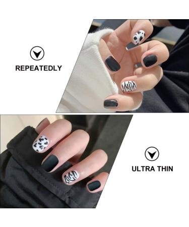 Frcolor Black & White Cow Matt Fake Nails Acrylic Press-On Nail Art Tips | Nightclub-Ready Square Nails for Women - Buy Online on GoSupps.com