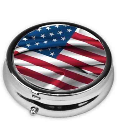American Flag Portable Metal Pill Box - Round Mini with 3 Compartments & Hinged Design - Ideal for Travel & Small Pills - Buy Online on GoSupps.com
