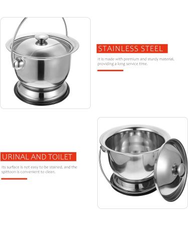 Stainless Steel Chamber Pot with Lid - Portable Urine Potty for Elderly, Adults, Kids - Bedside & Travel Spittoon Bucket - Buy Online on GoSupps.com