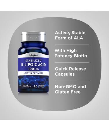 Piping Rock Stabilized R-Lipoic Acid 100mg | Non-GMO Gluten Free | 90 Capsules with Biotin Optimizer - International Shipping Available - Buy Online on GoSupps.com