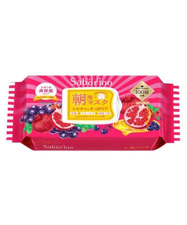 Saborino Facial Sheet Mask Ripe Fruit Highly Moisturizing Type - 28 Sheets (Green Tea Set)