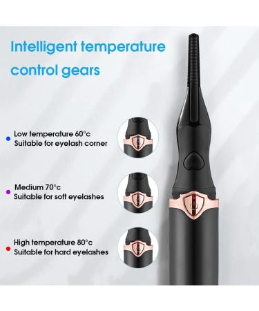 2-in-1 Electronic USB Eyelash Curler Woman 3 Temperature Mode Adjustable Heated Eyelashes Curling Tool Heating Black - Buy Online on GoSupps.com