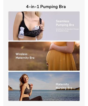 Momcozy 4-in-1 Pumping Bra | Hands-Free Nursing & Maternity Bra for S9, S12, Spectra, Medela, Elvie, Willow | Cotton-Nylon, Fixed Padding, Wireless, Comfort & Support | Large Size - Buy Online on GoSupps.com