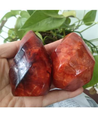 Specimen Healed 2pcs 65-75mm Red Agate Crystal Flame Natural Carnelian Quartz Torch Grey Yellow Gemstones Crystals Reiki Stones Decor As a Gift Home Goods