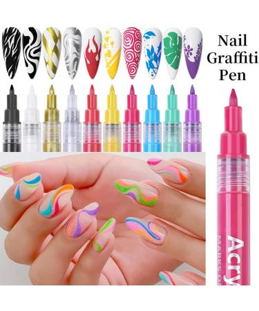 Eforcase Nail Art Pen Nail Art 3D Painted Pen Drawing Nail Point Graffiti Dotting Pen Flower Pen Hook Line DIY Nail Art Beauty Adorn Manicure Tools for Nail DIY Abstract Lines Design - Buy Online on GoSupps.com