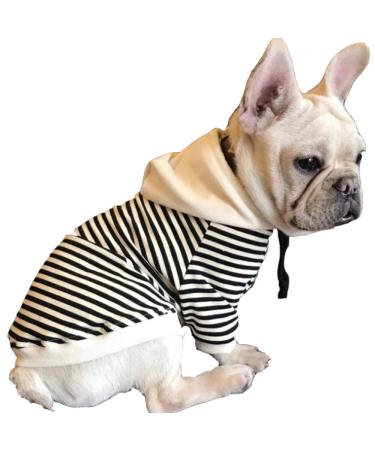 Rayminsino dog hooded sweaters for dogs striped cotton two-legged cotton jacket sweatshirt coat for puppies medium-sized dogs cats black and white XS - Buy Online on GoSupps.com