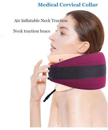 SAFWEL Cervical Traction Neck Stretcher | Inflatable Adjustable Collar & Neck Support Pillow for Pain Relief - Shop Internationally! - Buy Online on GoSupps.com