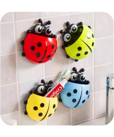 Angoily Ladybug Sucker Toothbrush Holder - Cute Cartoon Suction Cup for Kids' Bathroom - Durable Toothbrush Holder for Children - Buy Online on GoSupps.com