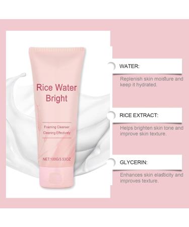 Rice Water Bright Facial Cleansing Foam Korean Face Cleanser Face Cleansing Foam Rice Water Moisturizing Foaming Cleansing and Brightening Korean Skin Care (1) - Buy Online on GoSupps.com