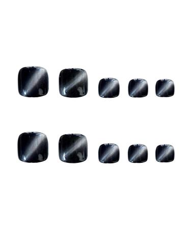 24pcs Black Square Full Cover Artificial Toenails - Perfect for Phototherapy & Manicure - International Shipping Available - Buy Online on GoSupps.com