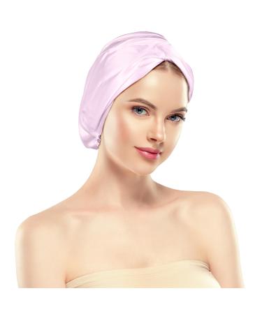 Silk Bonnet for Sleeping Women 22 Momme Grade-6A 100% Pure Mulberry Silk Bonnet for Hair Care Maintaining Hairstyles Overnight Elastic and twist knot design Hair Bonnet for Sleeping Pink