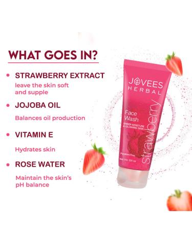 Jovees Herbal Strawberry Face Wash Deep Moisturising Facewash Normal to Dry Skin Paraben & Alcohol Free 120 ML (Pack of 2) 4.06 Fl Oz (Pack of 2) - Buy Online on GoSupps.com