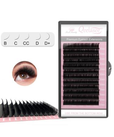 Qeelasee 0.07 Thickness CC Curl 11mm Volume Mink Eyelash Extensions Silk Individual Lash Extensions Semi-permanent Pure Korean Silk lashes Soft Application for Professional Salon Use CC 11mm