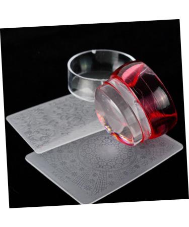 FOMIYES 2 Set manicure tool belt Tricolor nail stamping plate with cover nail art tool printing Nail set seal nail art stamp die mold nail polish nail Manicure tools tool nail stamper 3*3*2cm Red - Buy Online on GoSupps.com