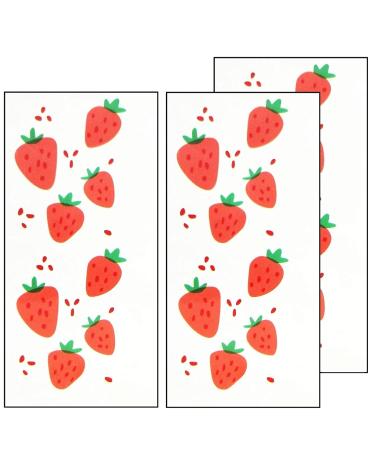 Umama Lot of 3 Mini Tattoos Strawberry Fruit Tattoo Fake for Man Women Red Strawberry Fruit Cute Cartoon Tattoo Temporary Water Transfer Tattoo Sexy Body Fashionable 3D Removable