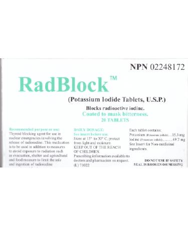 RadBlock 20 Coated Scored Potassium Iodide Tablets - Expire 2034 - Buy Online on GoSupps.com