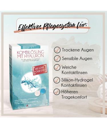 Aricona Contact Lenses Fluidy - 60ml All-in-One Lens Care Solution with Hyaluron + Container - Ideal for All Contact Lenses - Buy Online on GoSupps.com