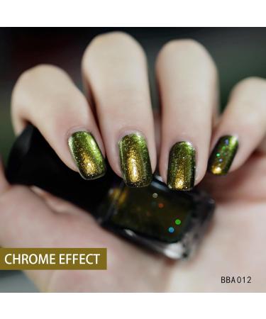 Nail Varnish - Chrome Nail Polish Quick Dry Nail Polishes Holo Glitter Nail Lacquer Iridescent Nail Art Varnish 7 Days Long Lasting Nail Paint Gel Polish (6ml) - Buy Online on GoSupps.com