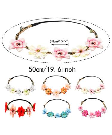 6-Piece Daisy Flower Headband Set - Bohemian Floral Wreaths with Adjustable Elastic for Women & Girls - Perfect for Festivals & Weddings - Buy Online on GoSupps.com