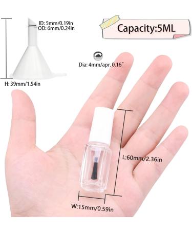 Agidea 5ML Empty Nail Polish Bottles - 6PCS Small Glass Containers with Brushes, Mixing Balls & Funnels (White) - Buy Online on GoSupps.com