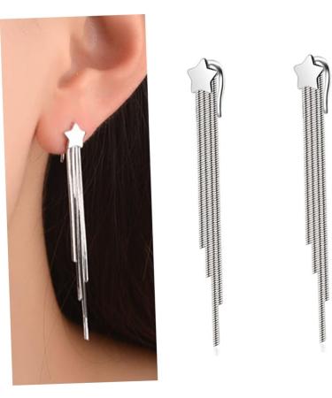 CALLARON 2pcs Stud Earrings Tassel Earrings Women Earrings Drop Earrings Star Earring Studs Earrings for Women Accessories Hanging Miss Medium Silver - Buy Online on GoSupps.com