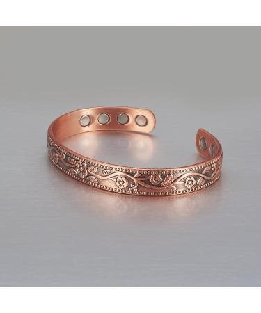 3500 Gauss Magnetic Arthritis Copper Bracelet - 99.99% Pure Copper with 8 Magnets | Plum Blossom Pattern for Women | Enhance Blood Circulation & Support Weight Loss - Buy Online on GoSupps.com