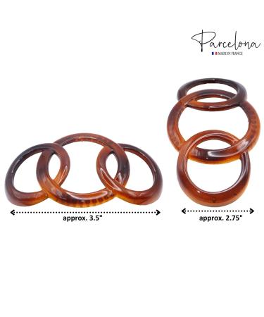 Parcelona French Triple Ringed Tortoise Shell Brown & Glossy Black Hair Slider Pin Ponytail Holder Barrette Set - 2 Pieces - Buy Online on GoSupps.com