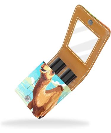 Travel Lipstick Organizer Case | Portable Makeup Bag with Mirror | Cartoon Funny Camel Design - Buy Online on GoSupps.com