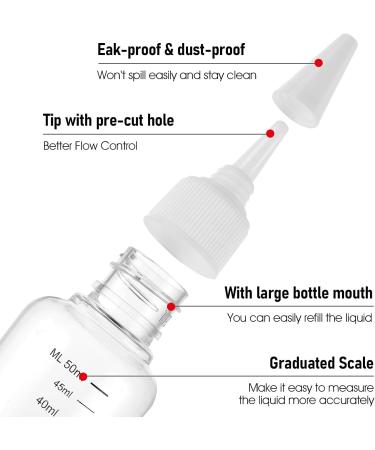 ASTER 6 Pack Hair Oil Applicator Bottle 2 Ounce Refillable Hair Dye Bottle Empty Plastic Oil Bottle for Hair with Ratio Graduated Scale Opossum Hair Oil Applicator with Twist Top Cap White - Buy Online on GoSupps.com