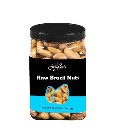 Jaybee's Whole Raw Brazil Nuts - Unsalted - Great for Daily Healthy Snack, Brazilian Nuts Used for Baking, Weight Loss and Cooking - Vegan Friendly and Kosher Certified - (32 Ounces)