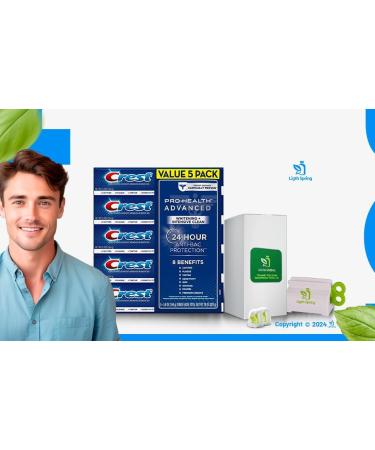 Crest Pro-Health Advanced White Toothpaste (5.8 oz 5 pk) - Teeth Whitening Kit with Gift Bundle: Smile Light Spring Guide Squeezer & No-Mess Caps | International Shipping Available - Buy Online on GoSupps.com
