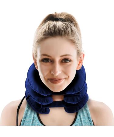SI WEI Inflatable Cervical Neck Traction Device - Adjustable Neck Stretcher for Instant Pain Relief and Decompression - Blue - Buy Online on GoSupps.com