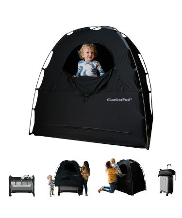 SlumberPod 3.0 Portable Privacy Pod Blackout Canopy Crib Cover, Sleeping Space for Age 4 Months and Up with Monitor Pouch, Pack n Play Blackout Cover, Baby Travel Crib Canopy (Black/Grey) Black/Grey 3.0