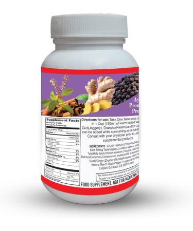 BASIC AYURVEDA Kwath | Ayurvedic Natural Blend with Cinnamon Ginger & Holy Basil | 60 Tablets (500mg) - Buy Online on GoSupps.com