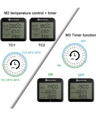 KetoTek Day Night Thermostat Socket | Digital Temperature Controller with 3m Sensor & Timer for Heating & Cooling | International Shipping Available - Buy Online on GoSupps.com