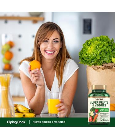 Piping Rock Fruits and Veggies Supplement | 120 Capsules | Plus 20 Fruit and Vegetables | Antioxidant Superfood Formula | Daily Multivitamin | Vegetarian Non-GMO Gluten Free - Buy Online on GoSupps.com